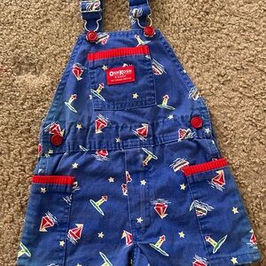 OshKosh B'gosh Blue Overalls with Red Accents